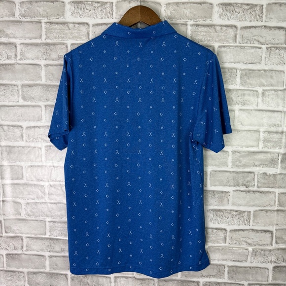 PGA Tour Royal Blue Golf Club All Over Print Performance Polo Men Medium Stretch - Picture 4 of 6